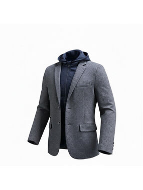 MS Autograph Hooded Sports Coat Blazer Boy Size 12 - 13 Charcoal Gray Navy Blue